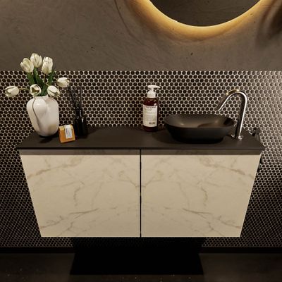 Mondiaz Fowy toiletmeubel 100cm Carrara met blad en waskom urban rechts 1 kraangat