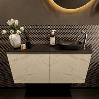 Mondiaz Fowy toiletmeubel 100cm Carrara met blad en waskom urban rechts 1 kraangat