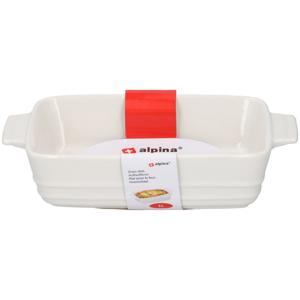 Alpina Ovenschaal - rechthoekig - keramiek - wit - 25 x 15 x 5 cm - 1 liter