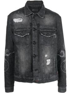 Philipp Plein veste en jean à imprimé peau de serpent - Gris