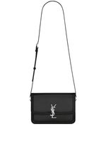 Saint Laurent sacoche en cuir à plaque logo - Noir