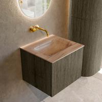 Badmeubel Mondiaz Kurve-Dlux | 50 cm | Meubelkleur Shadow | Wastafelkleur Saba | Solid surface | Wasbak midden spoelbak | Zonder kraangat(en)