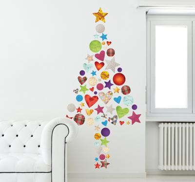 Vrolijke moderne kerstboom sticker