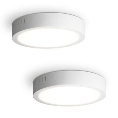 Set van 2 Indiana opbouwspots rond - 12 Watt 1160 Lumen - Wit - 4000K neutraal wit - LED downlight - IP20 stofdicht - 160mm