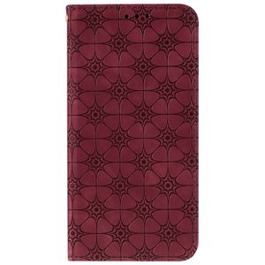 Samsung Galaxy S22 Ultra hoesje - Bookcase - Pasjeshouder - Portemonnee - Bloemenpatroon - Kunstleer - Rood