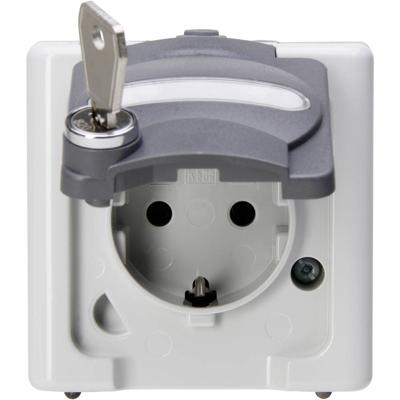 Kopp 103456009 BlueElectric Compleet Wandcontactdoos met randaarde afsluitbaar spatwaterdicht Grijs 1 stuks 1 stuk(s)