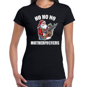 Hohoho motherfuckers fout Kerst t-shirt zwart voor dames L  -