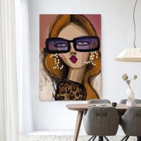 Urban Cotton Wandkleed 'Diva' 80 x 110cm in Frame - black