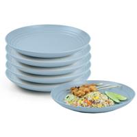 Plasticforte Rond bord/camping bord - 12x - D20 cm - ijsblauw - kunststof - onbreekbaar - servies