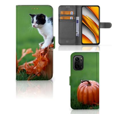 Poco F3 | Xiaomi Mi 11i | Telefoonhoesje | Met pasjeshouder | Kitten