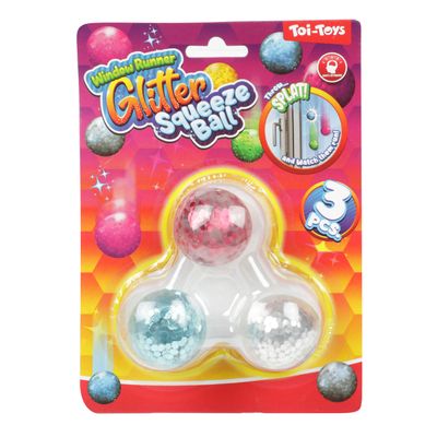 Toi-Toys raamkruiper knijpballen glitter, 3st.