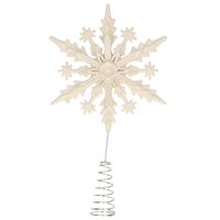 Kunststof kerstboom 3D sneeuwvlok piek glitter wit 20 cm - thumbnail