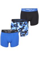 Happy Shorts Happy Shorts Heren Boxershorts Trunks Camouflage Blauw/Zwart 3-Pack