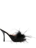 PINKO mules à ornements en plumes 95 mm - Noir