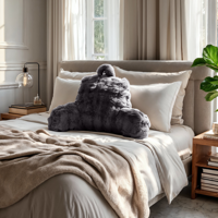 Kussen Bedsteun Pompom - Antraciet - Voor - - Dekbed-Discounter.nl