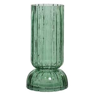 Decoris Vaas - groen - glas - geribbeld - D13 x H26 cm