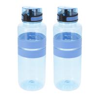 Drinkfles/waterfles/bidon - 2x - 1500 ml - blauw - kunststof