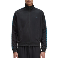 Fred Perry - Contrast Tape Trainingsjack - Zwart/ Cyber Blauw