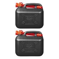 Pro Plus jerrycan/benzinetank - 2x - zwart - 5 liter - Voor benzine/diesel