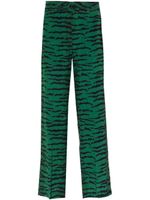 Victoria Beckham pantalon droit à imprimé tigre - Vert