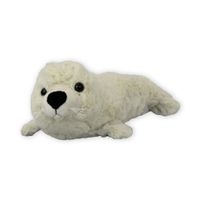 Pluche zeehond pup knuffel - liggend - creme wit - polyester - 29 cm - thumbnail