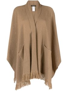 Fabiana Filippi poncho ouvert à franges - Marron