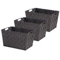 Set van 3x stuks kast/badkamer opbergmandjes zwart 35 x 25 x 20 cm