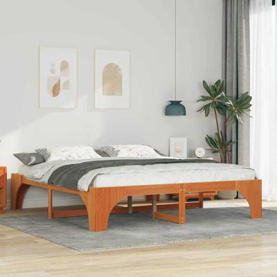 Bedframe met opslag Bruin 180 x 200 cm Massief grenenhout