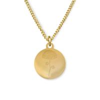 Gegraveerde geboortebloem ketting OUD DESIGN - Stainless steel - Goud - 12 mm - November - chrysant