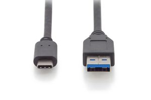 Digitus USB-kabel USB 3.2 Gen1 (USB 3.0 / USB 3.1 Gen1) USB-C stekker, USB-A stekker 1.00 m Zwart Afgeschermd (dubbel) AK-300146-010-S