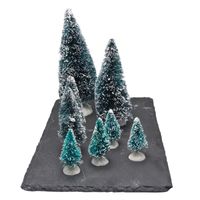 Kerstdorp onderdelen miniatuur set van 16x mini boompjes - thumbnail