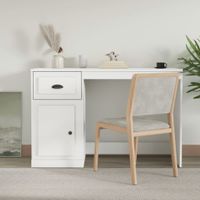 Bureau met lade 115x50x75 cm bewerkt hout wit - thumbnail