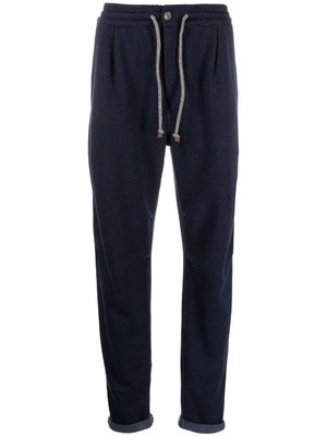 Brunello Cucinelli pantalon droit à taille à lien de resserrage - Bleu