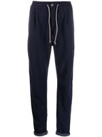 Brunello Cucinelli pantalon droit à taille à lien de resserrage - Bleu
