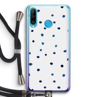 Blauwe stippen: Huawei P30 Lite Transparant Hoesje met koord Blauwe stippen: Huawei P30 Lite Transparant Hoesje met koord