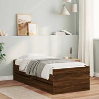 Bedframe met lades bruin eikenkleur 90x200 cm