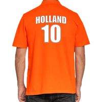 Oranje supporter poloshirt met rugnummer 10 - Holland / Nederland fan shirt voor heren - thumbnail