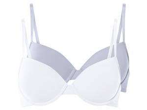 esmara 2 dames T-shirt BH&apos;s (75B, Blauw/wit)