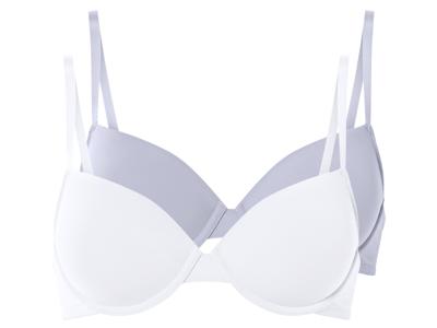 esmara 2 dames T-shirt BH&apos;s (75B, Blauw/wit)