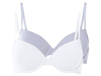 esmara 2 dames T-shirt BH&apos;s (75B, Blauw/wit)