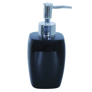 Zeeppompje/zeepdispenser Montreal - keramiek - zwart - 7 x 16 cm - 260 ml