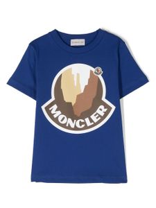 Moncler Enfant t-shirt à logo imprimé - Bleu