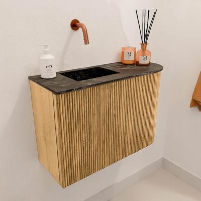 Toiletmeubel Mondiaz Joya Dlux | 61.6 cm | Meubelkleur Oak | Faye wastafel Lava Wasbak Links | Zonder kraangat(en)