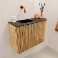 Toiletmeubel Mondiaz Joya Dlux | 61.6 cm | Meubelkleur Oak | Faye wastafel Lava Wasbak Links | Zonder kraangat(en)