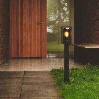 Tuinlamp staand zwart met smokeglas & E27 &apos;Griffin&apos; 80cm - thumbnail