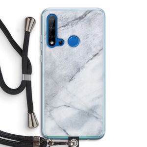 Witte marmer: Huawei P20 Lite (2019) Transparant Hoesje met koord