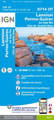 Wandelkaart - Topografische kaart 0714OT Perros-Guirec, Lannion, Trégastel-Plage, Trébeurden, Côte de Granit Rose | IGN - Institut Géographique National