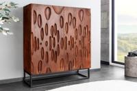 Massief Highboard DUNE 120cm Walnoot-Bruin Acaciahout 3D Design Zwart Metaal - 45598