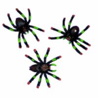 Amscan Nep spinnen/spinnetjes 4 x 3 cm - zwart - 8x stuks - Horror/griezel thema decoratie beestjes - Feestdecoratievoor - thumbnail