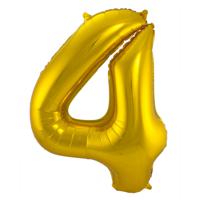 Folat Verjaardag Leeftijd folieballon - 4 jaar - goud - 86 cm - cijferballon groot